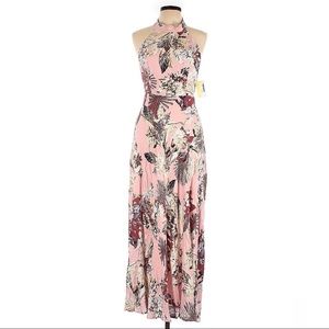 AaKaa Floral Halter Maxi  Dress Size L NWT Reg $55
100% Rayon